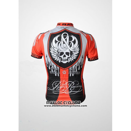 2010 Maillot Ciclismo Rock Racing Rouge et Bleu Clair Manches Courtes et Cuissard